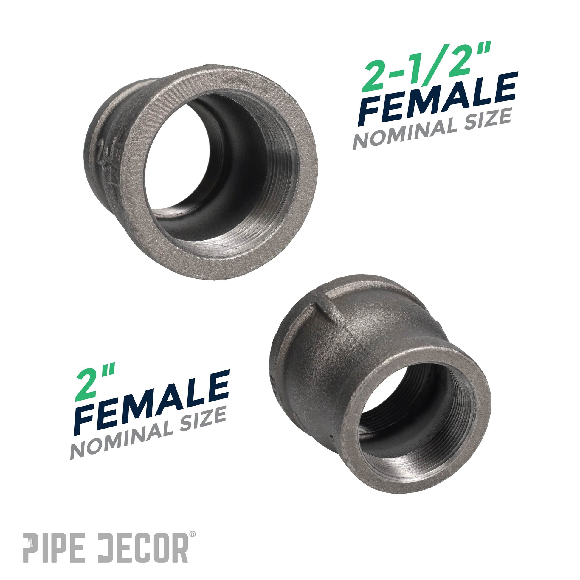 2 1/2 in. x 2 in. Black Reducing Coupling PIPE DECOR