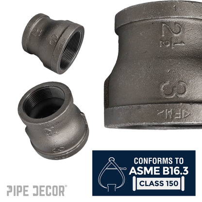 3 in. x 2 1/2 in. Black Reducing Coupling PIPE DECOR
