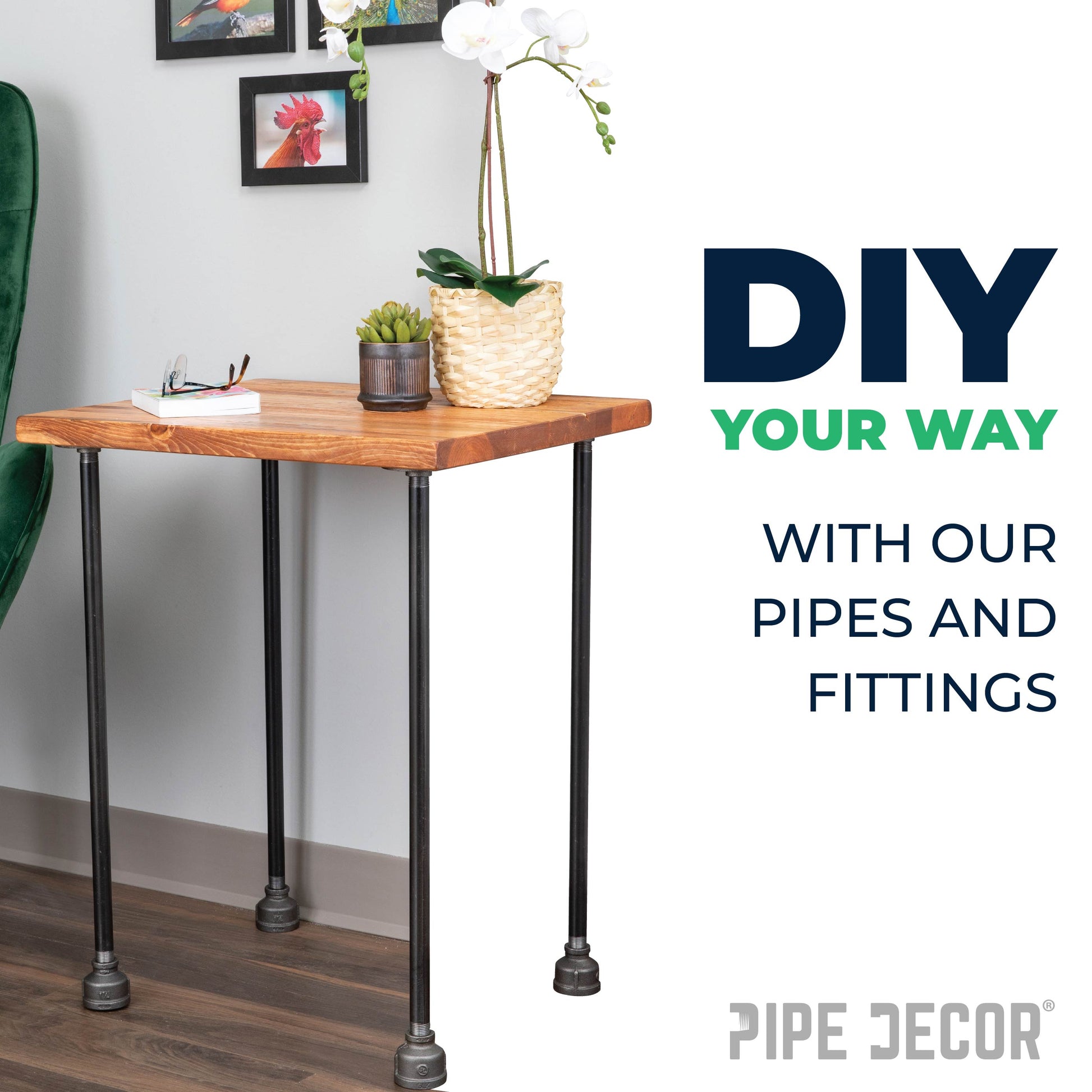 3 in. x 2 1/2 in. Black Reducing Coupling PIPE DECOR