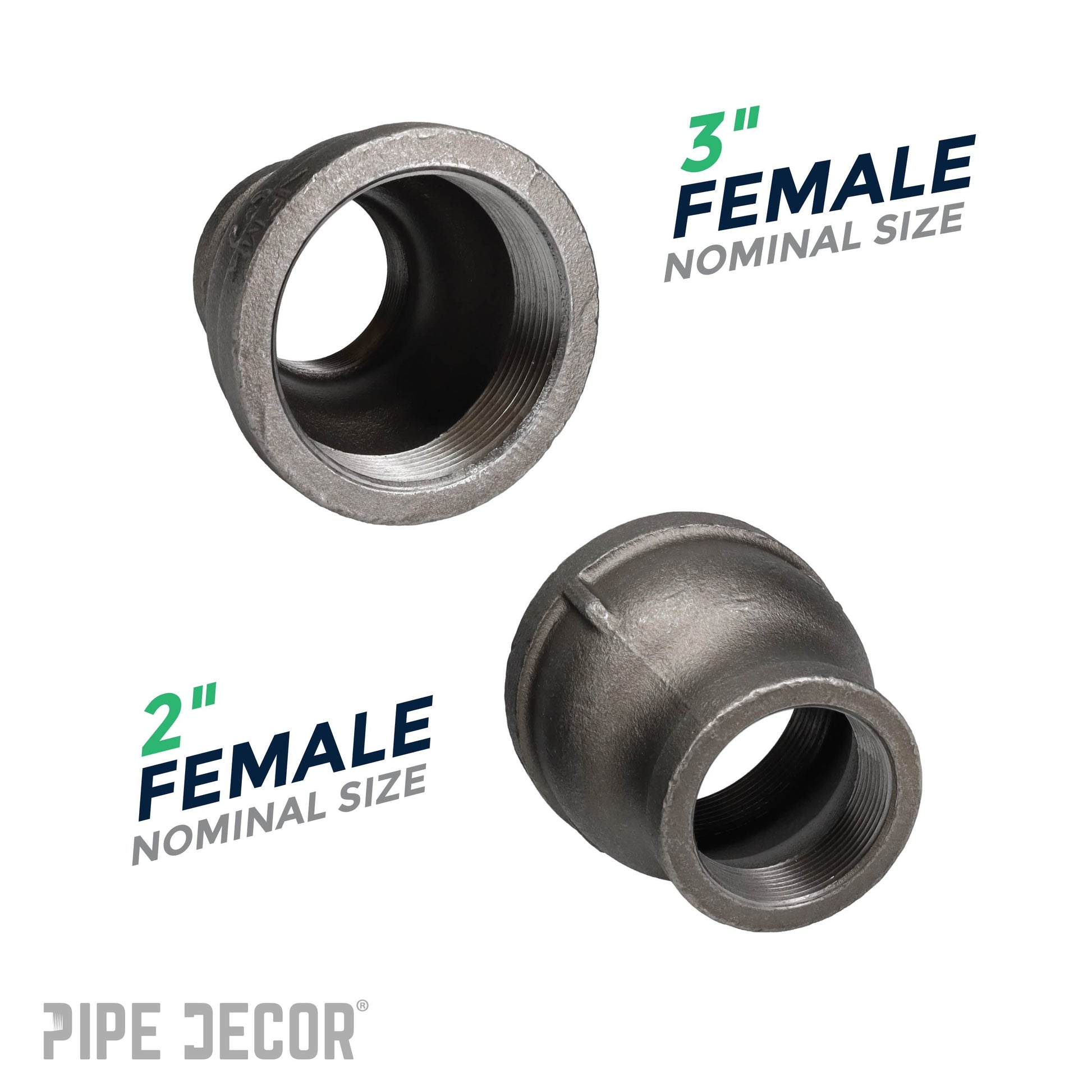 3 in. x 2 in. Black Reducing Coupling PIPE DECOR