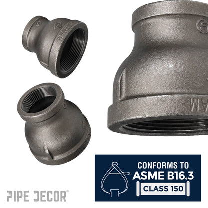 4 in. x 3 in. Black Reducing Coupling PIPE DECOR