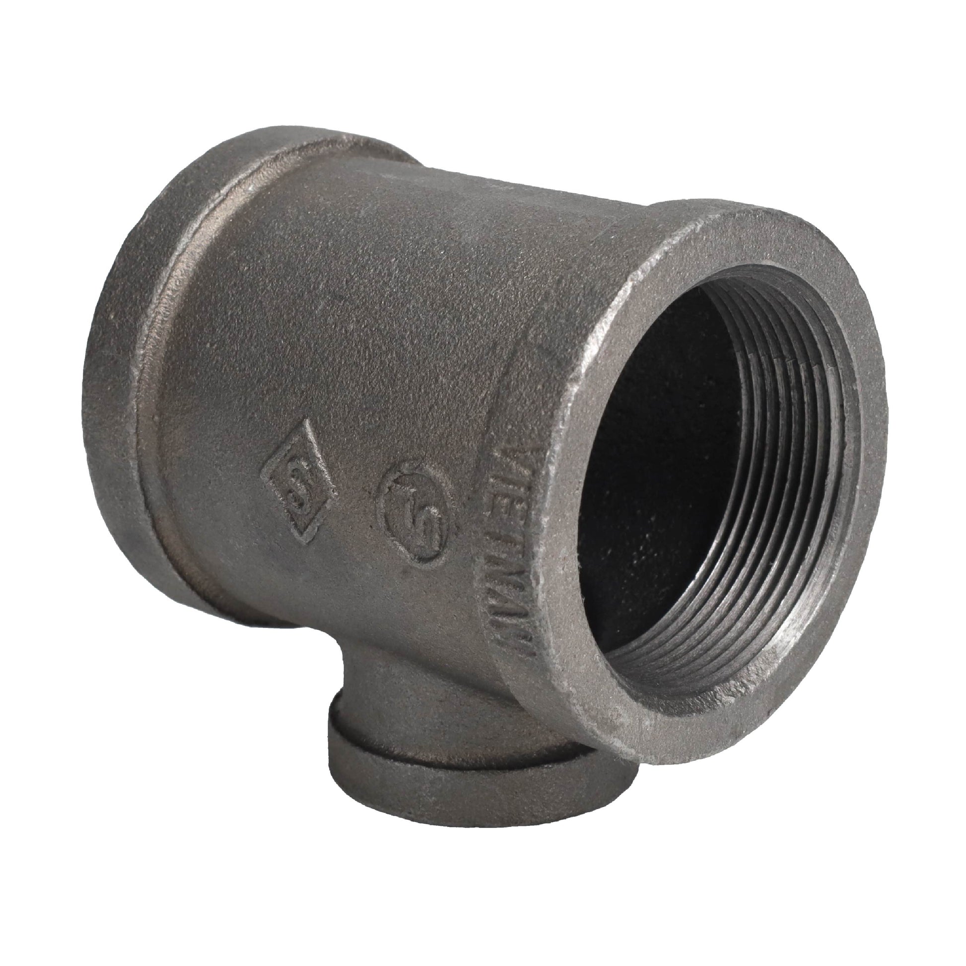 4 in. x 4 in.x 3 in. Black Reducing Tee PIPE DECOR