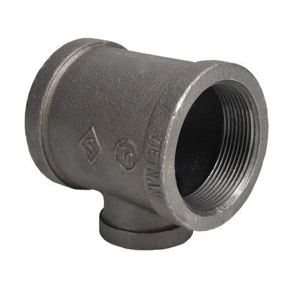 4 in. x 4 in.x 3 in. Black Reducing Tee PIPE DECOR