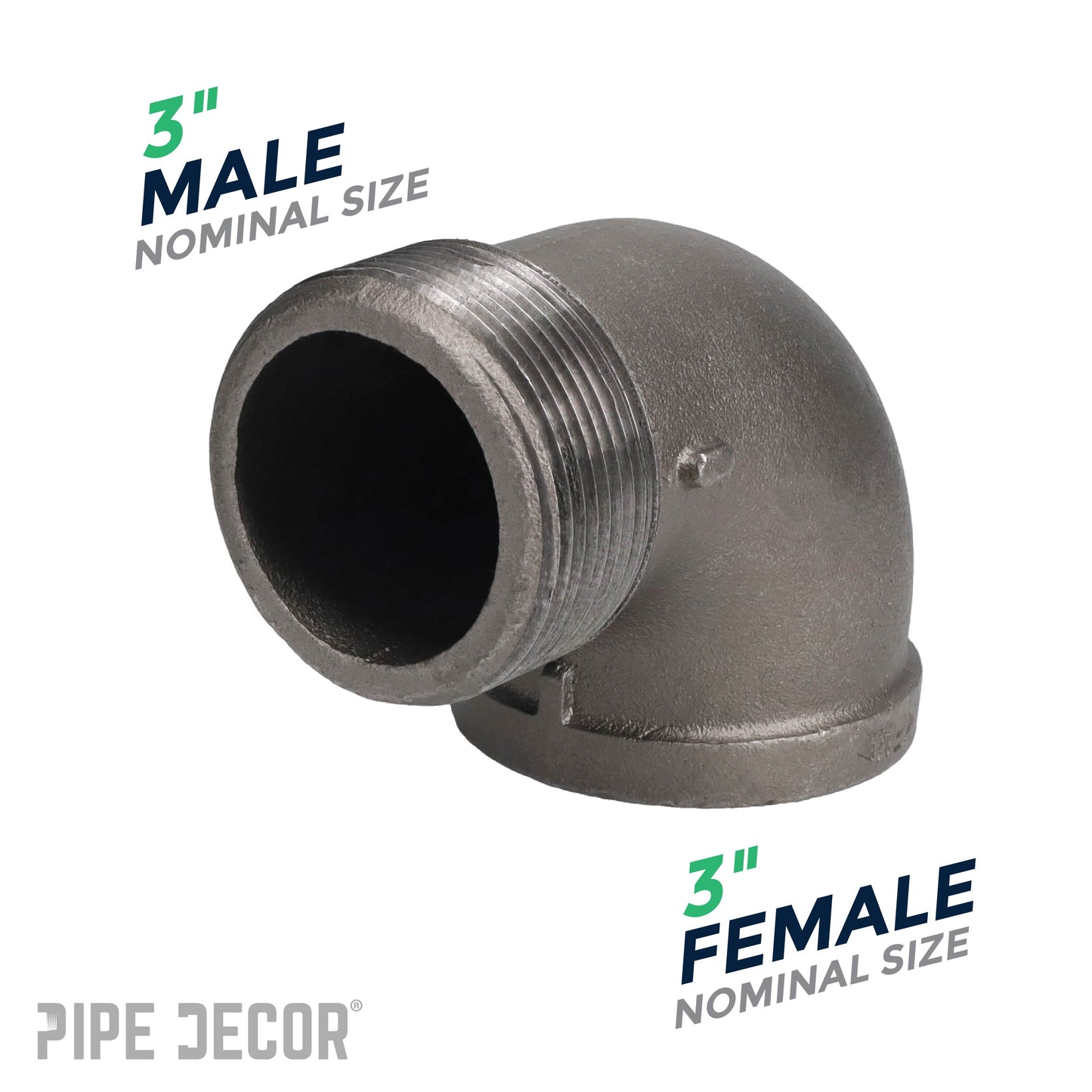 3 in. Black 90 Degree Street Elbow PIPE DECOR