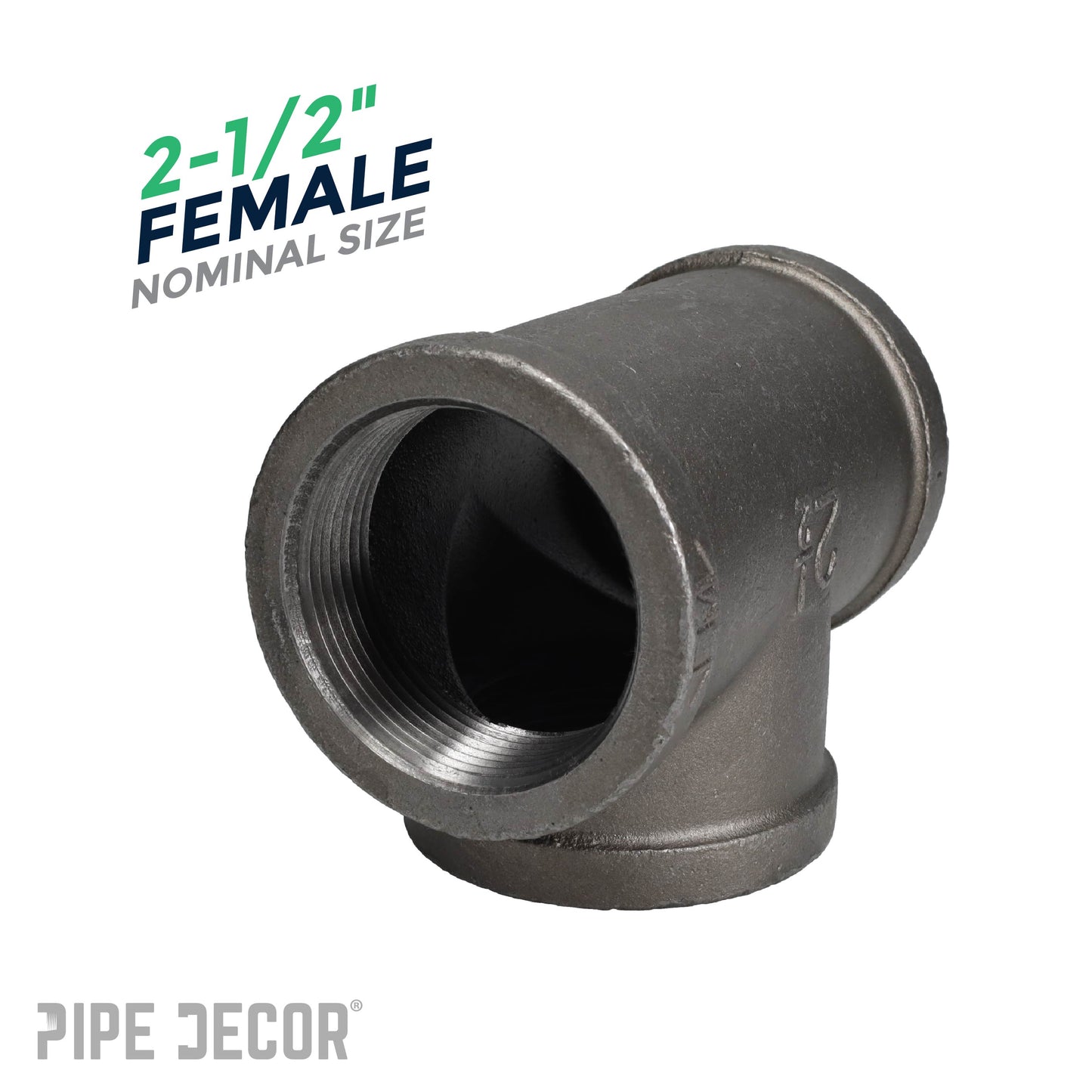 2 1/2 in. Black Tee PIPE DECOR