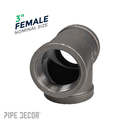 3 in. Black Tee PIPE DECOR