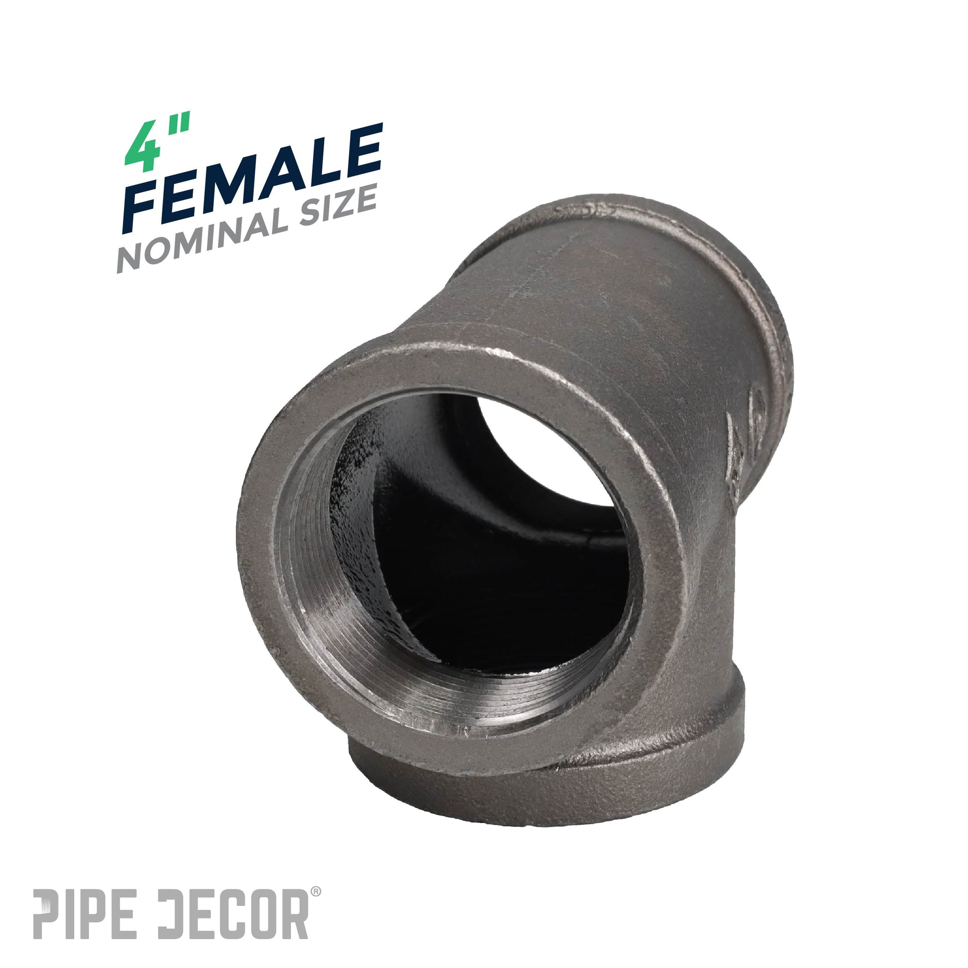 4 in. Black Tee PIPE DECOR