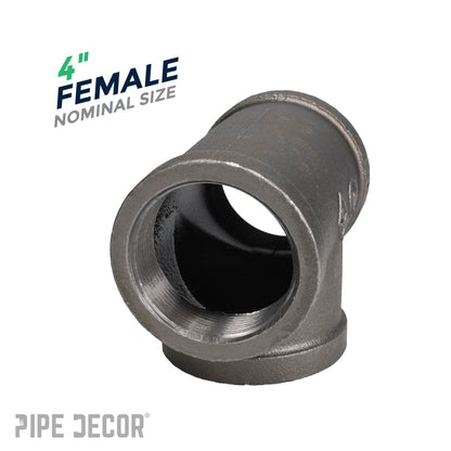 4 in. Black Tee PIPE DECOR