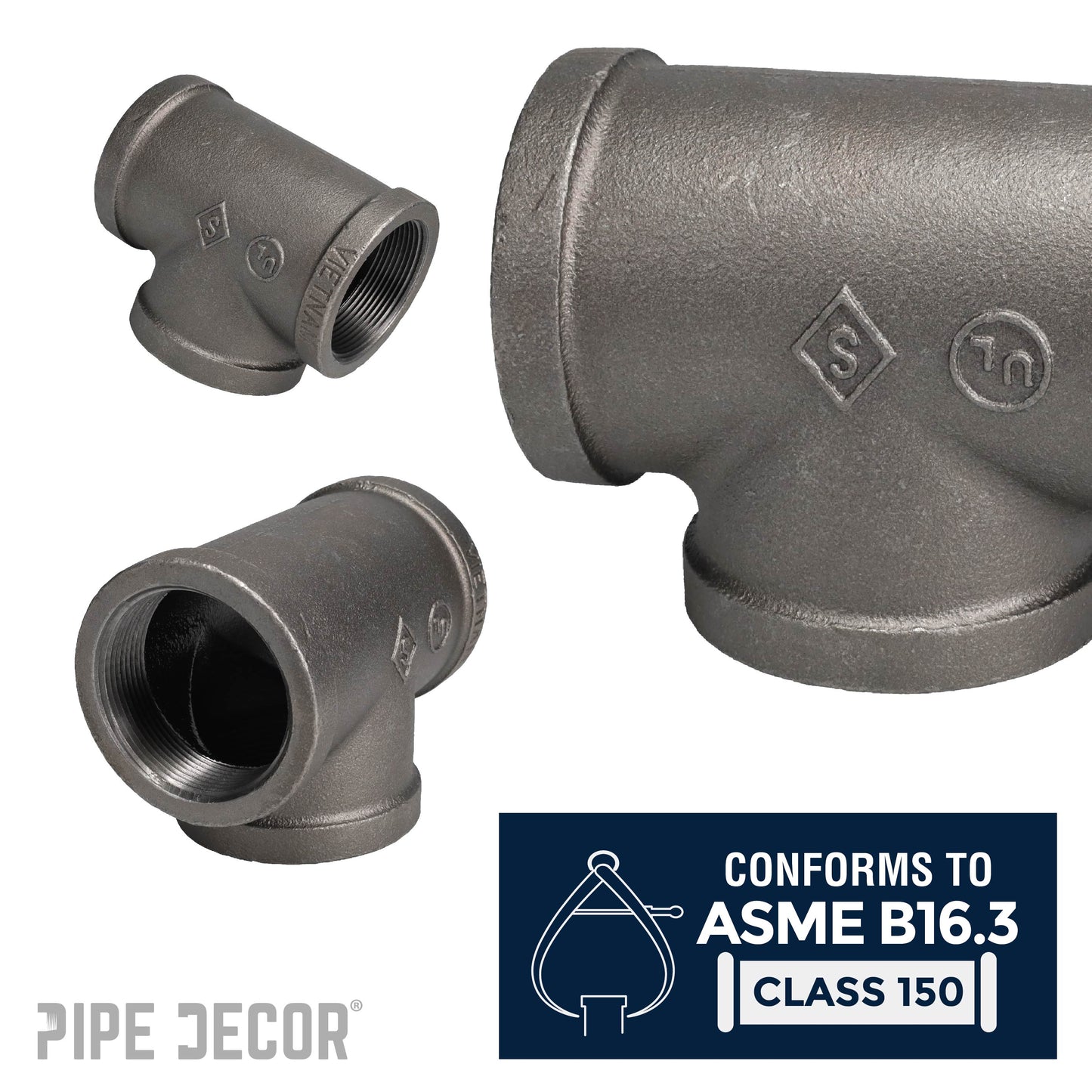 4 in. Black Tee PIPE DECOR