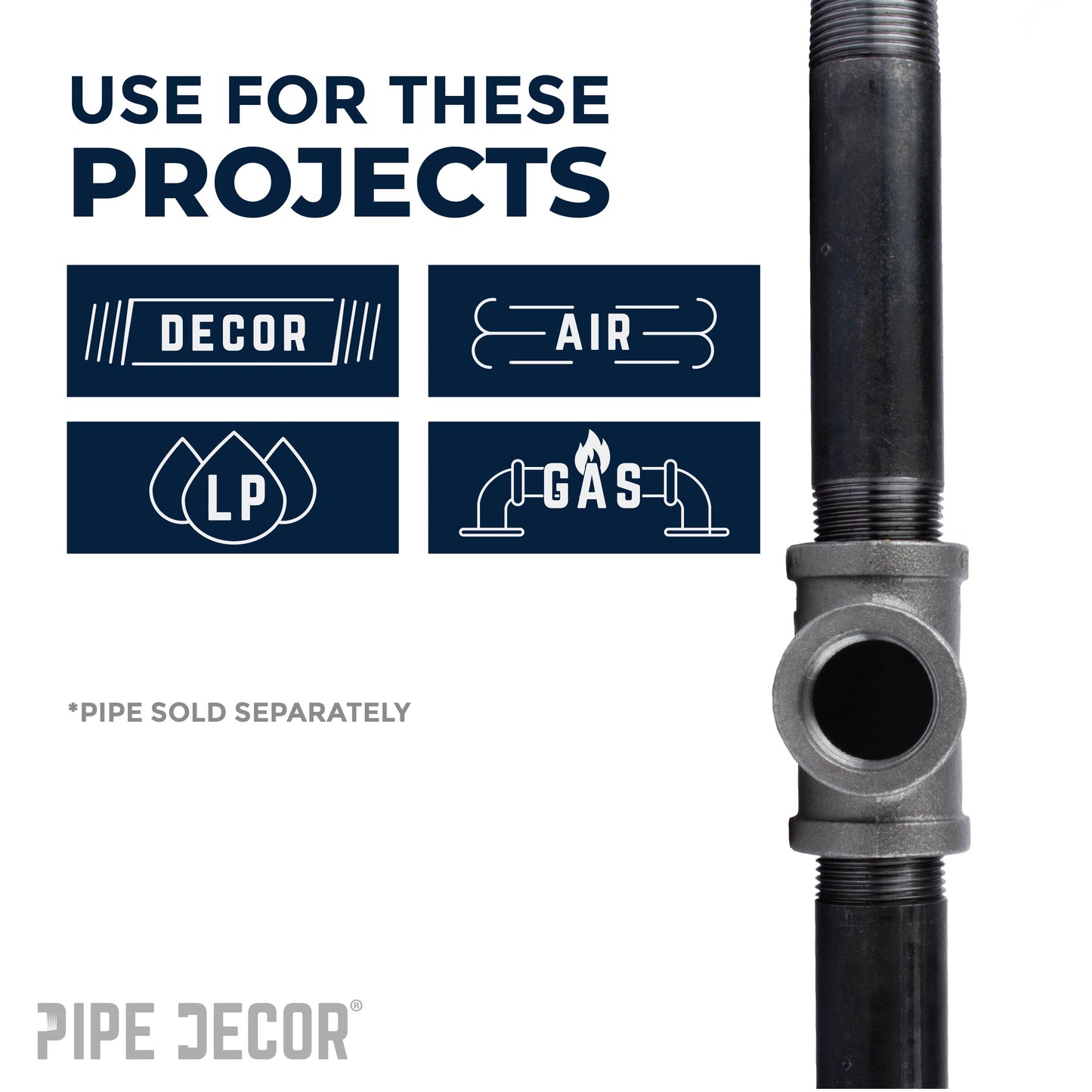 4 in. Black Tee PIPE DECOR