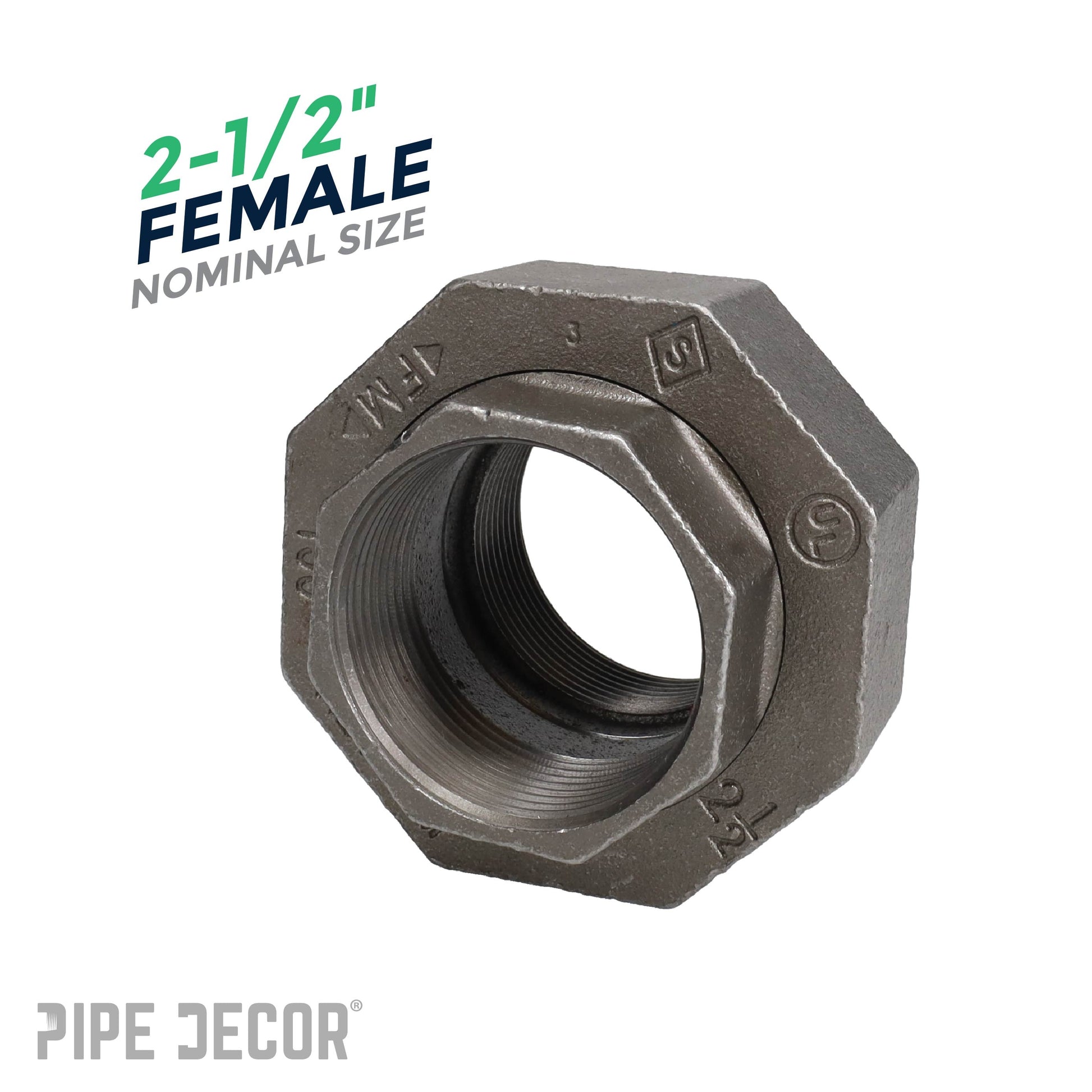 2 1/2 in. Black Union PIPE DECOR