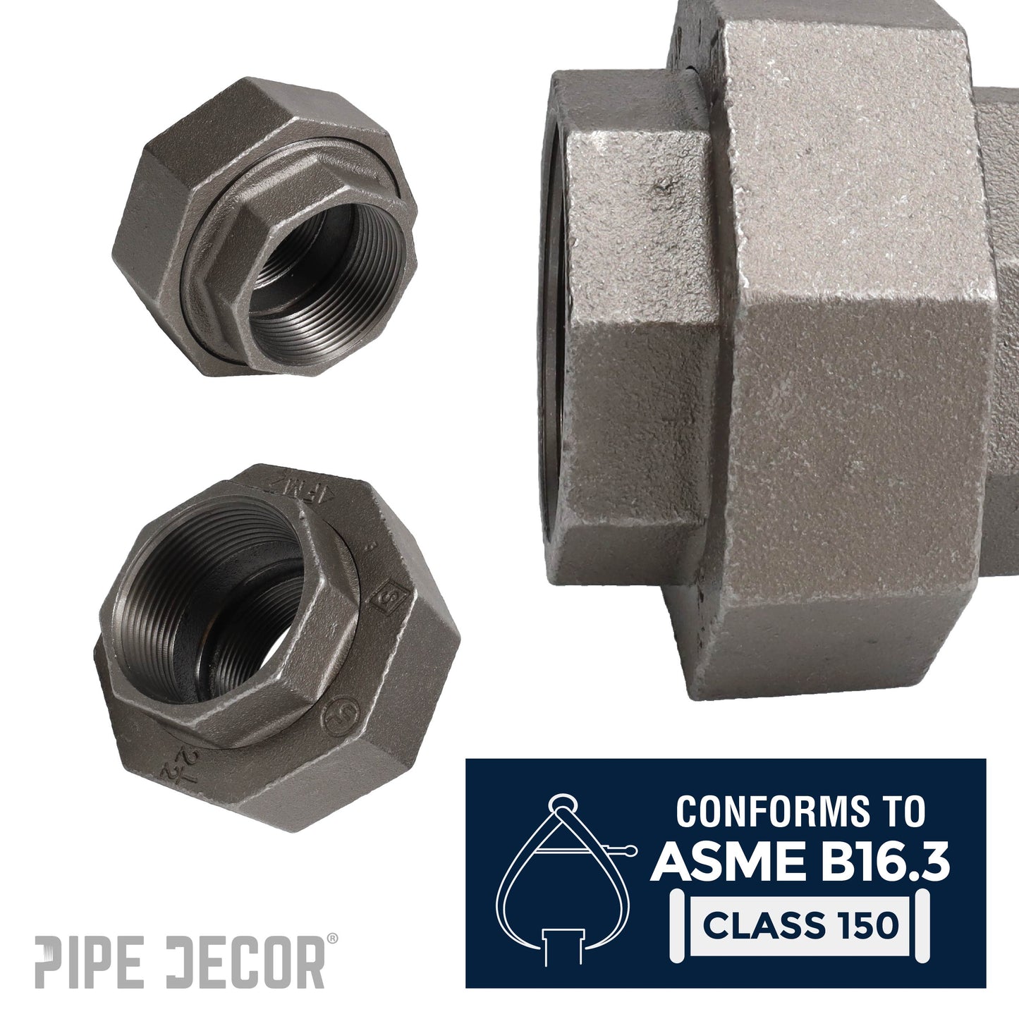 2 1/2 in. Black Union PIPE DECOR