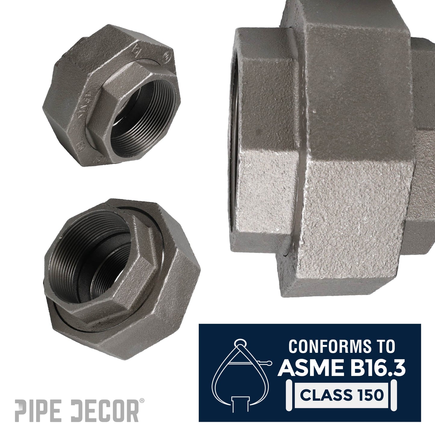 3 in. Black Union PIPE DECOR