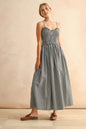 Women's Retro Plaid Sleeveless A-Line Maxi Dress – Fitted Waist Pleated Sundress FitiqueFit