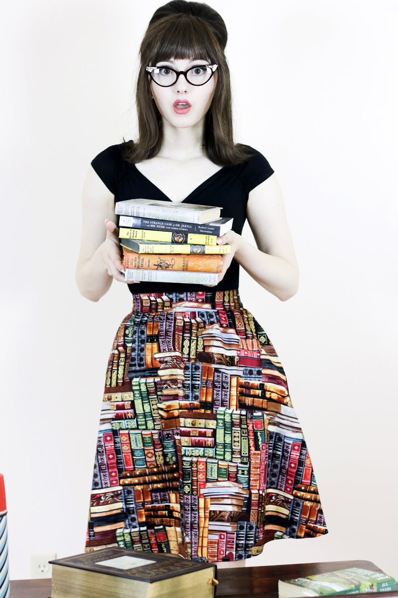 Don't Judge a Book by its Cover A-Line Skirt Retrolicious
