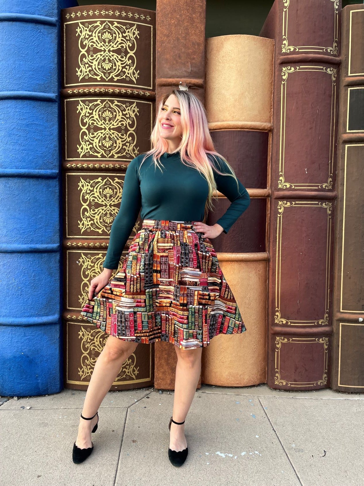 Green Mock Neck Top Retrolicious