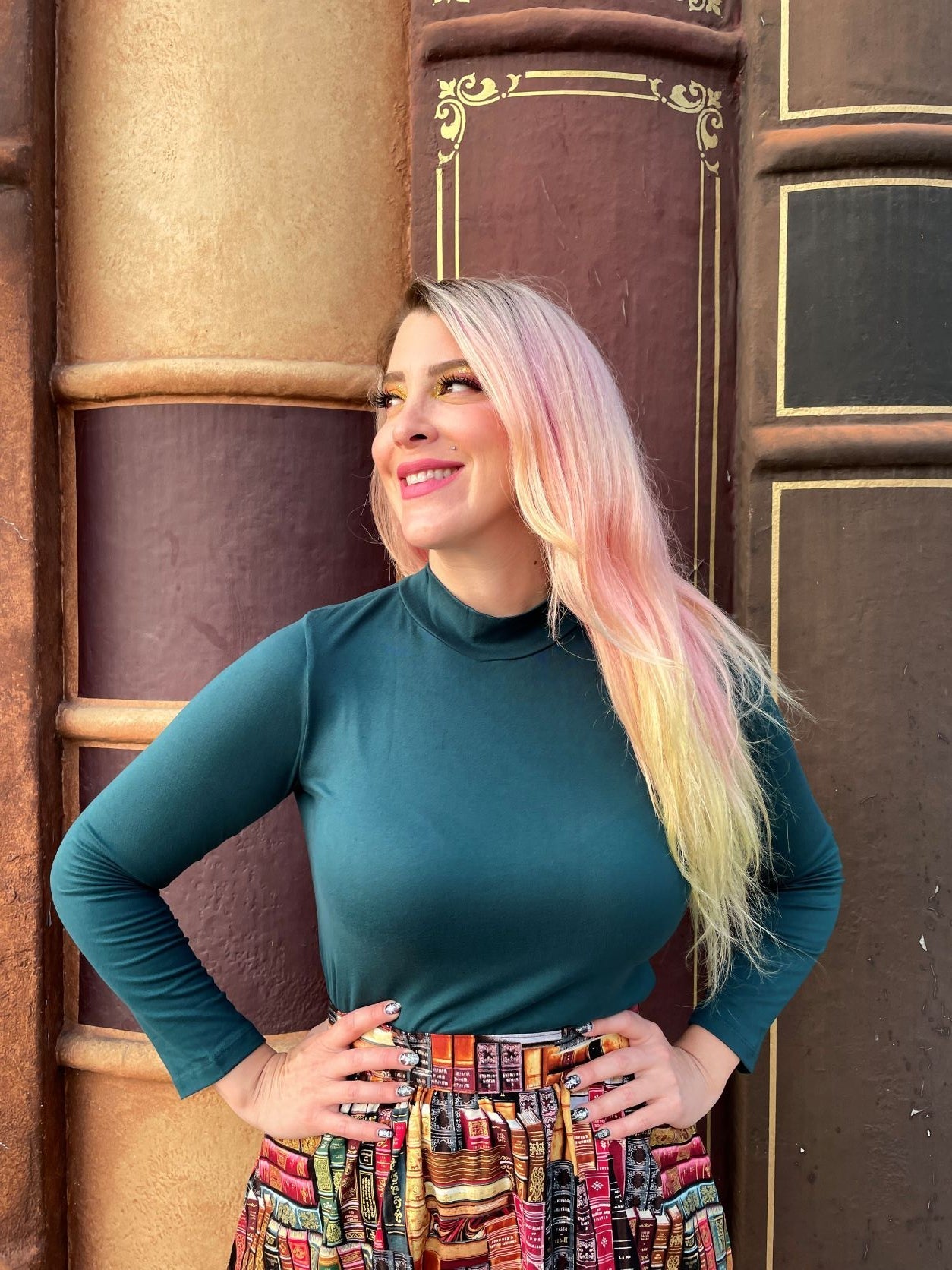 Green Mock Neck Top Retrolicious