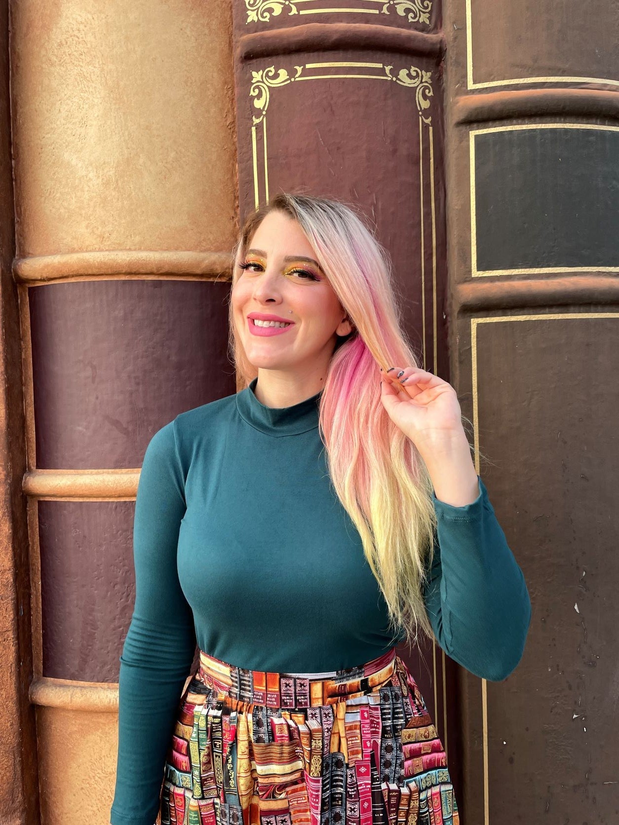 Green Mock Neck Top Retrolicious