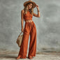 Women's Sleeveless Vest & Drawstring High-Waist Wide-Leg Pants Set FitiqueFit