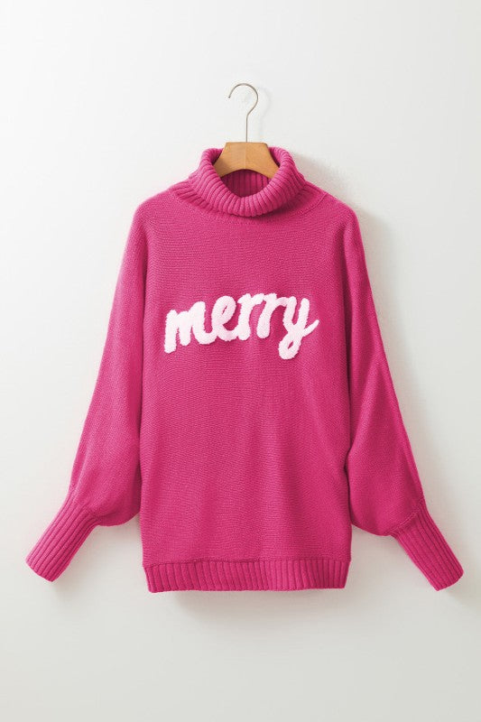 Christmas Merry Embroidered Puff Sleeve Turtleneck Shop Style & More | Fresh Looks, Everyday Deals & Free Shipping