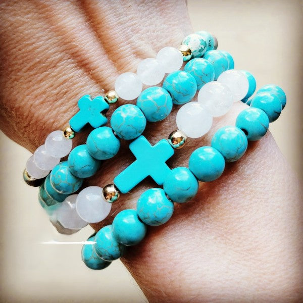 Natural Jade and Howlite Beaded Stretch Breacelet Shop Style & More | Fresh Looks, Everyday Deals & Free Shipping