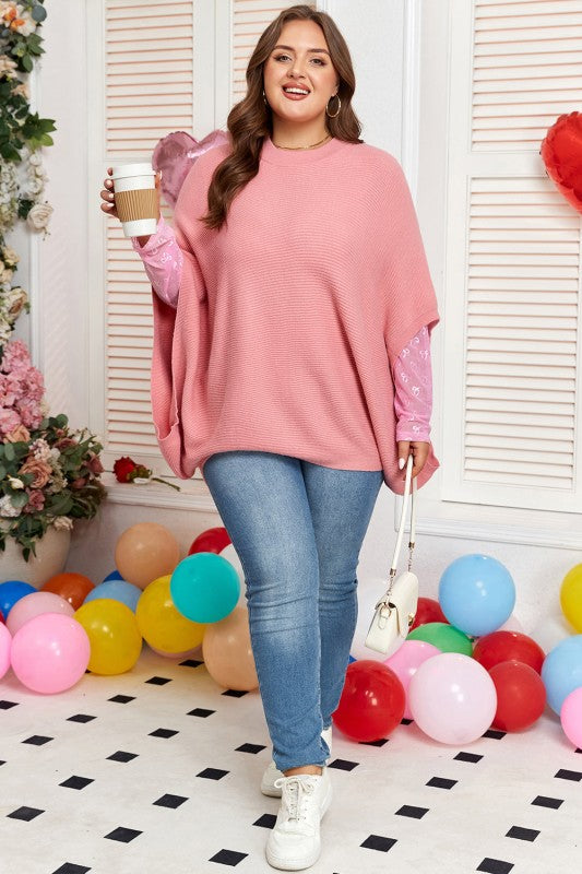 Plus Size Ribbed Knit Crewneck Poncho Sweater Shop Style & More | Fresh Looks, Everyday Deals & Free Shipping