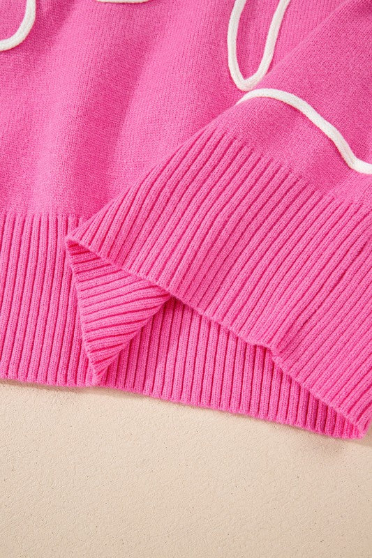 Bow Corded Floral Ribbed Trim Sweater Shop Style & More | Fresh Looks, Everyday Deals & Free Shipping