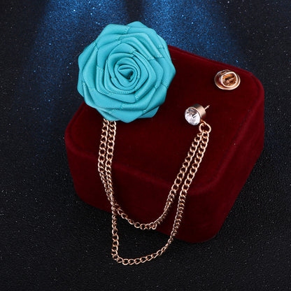Men's Wedding Ceremony Groom Handmade Rose Chain Brooch NovaCart