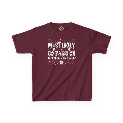 Most Likely To Fart On Santa's Lap Kids Tee The Devil's Pickle