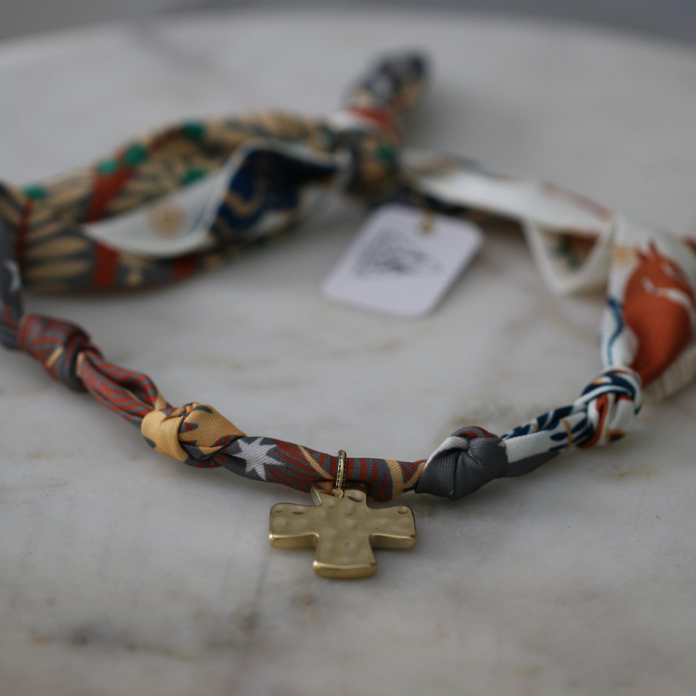 Mountain Morning Scarf Necklace - Stainless Steel Cross Deep South Originals