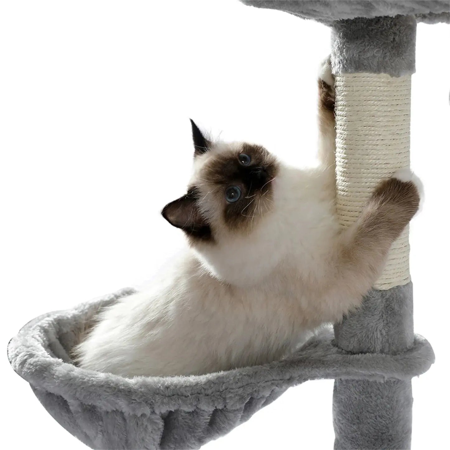 Deluxe 56" Cat Tree for Indoor Cats - Spacious Cat Tower with Plush Perches, Cozy Basket, and Durable Scratching Posts in Gray