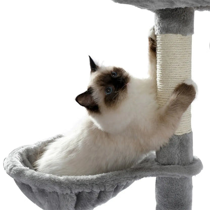 Deluxe 56" Cat Tree for Indoor Cats - Spacious Cat Tower with Plush Perches, Cozy Basket, and Durable Scratching Posts in Gray
