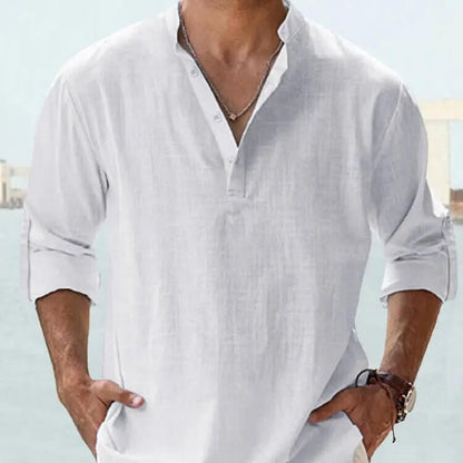 Men's Cotton Linen Long Sleeve Casual Shirt  Loose Tops SnagBag