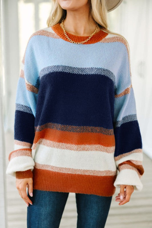 Colorblock Round Neck Long Sleeve Sweater Shop Style & More | Fresh Looks, Everyday Deals & Free Shipping