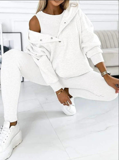 Casual Hooded Sweater Thickened Thread Fitted Vest Pants Three-piece Set See size chart under “more details” The Fashion Celestial