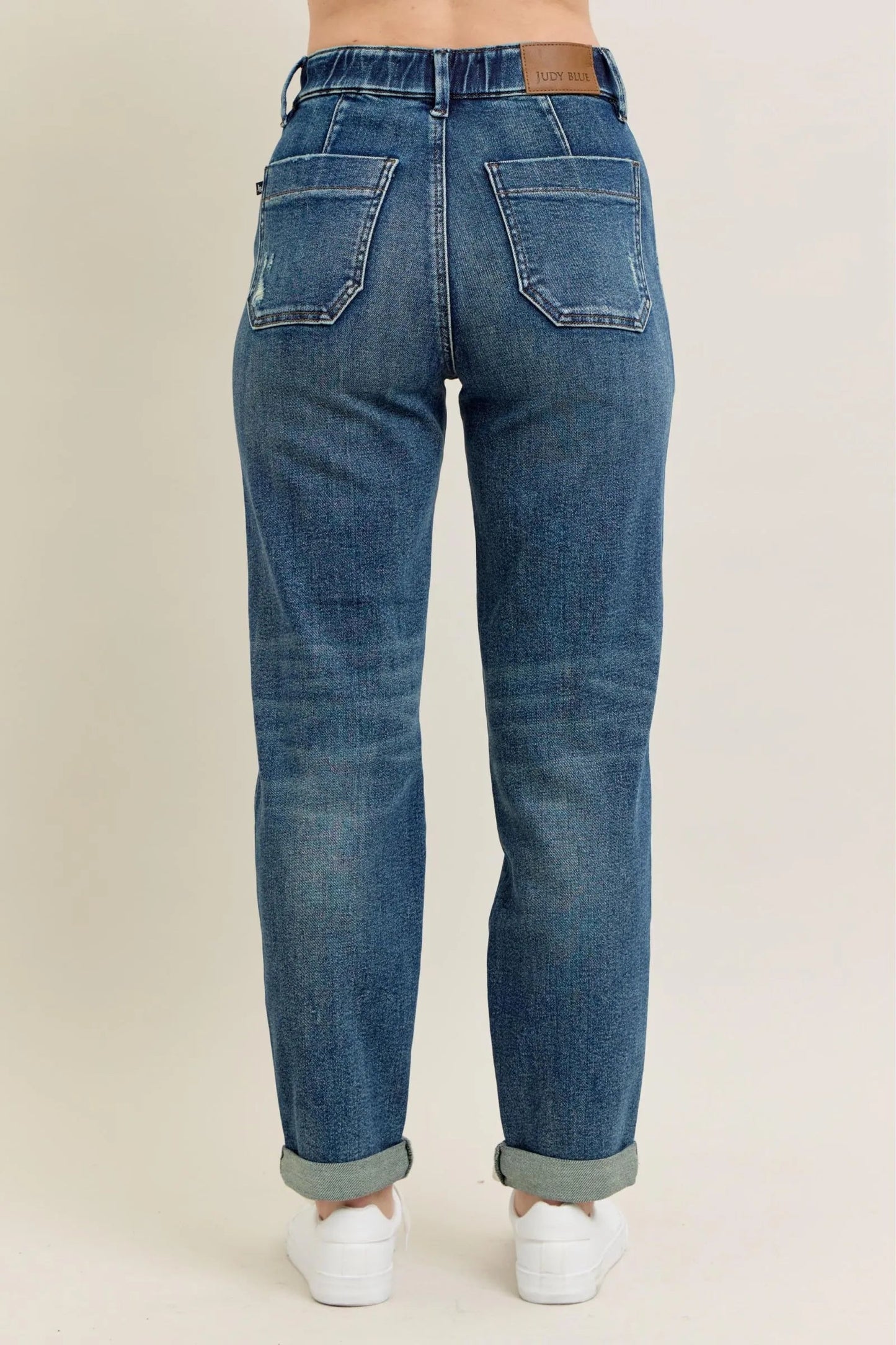 Judy Blue Full Size HW Vintage Wash Jeans w/ Drawstring Plus Size West2East Surf