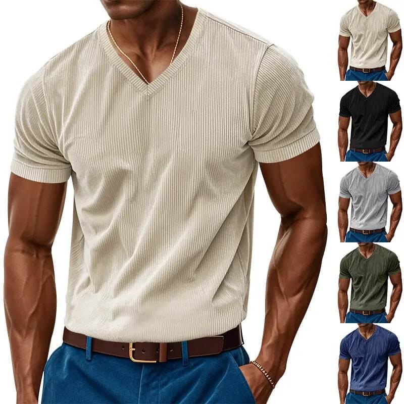 Loose Casual Men's V-neck Short Sleeve SnagBag