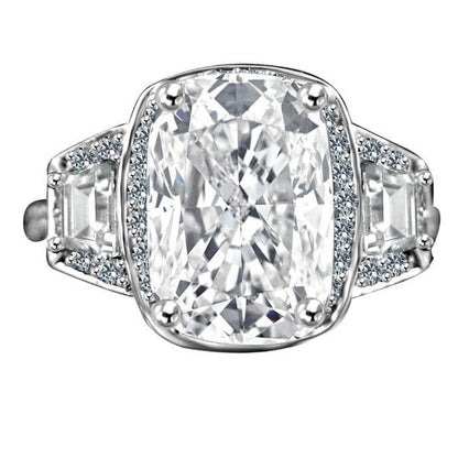 3.5CT Cushion Diamond Veneer Cubic Zirconia 14K Gold Ring. 635R71567K
