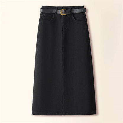 Brown A- Line Straight Skirt Retro Slit Hip Skirt Grayceful LLC