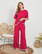 New Knitting Suit Sweater Suit Short Sleeve Pullover Wide Leg Pants Grayceful LLC