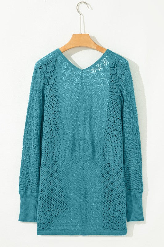 Solid Hollow Knit Open-Front Cardigan Shop Style & More | Fresh Looks, Everyday Deals & Free Shipping