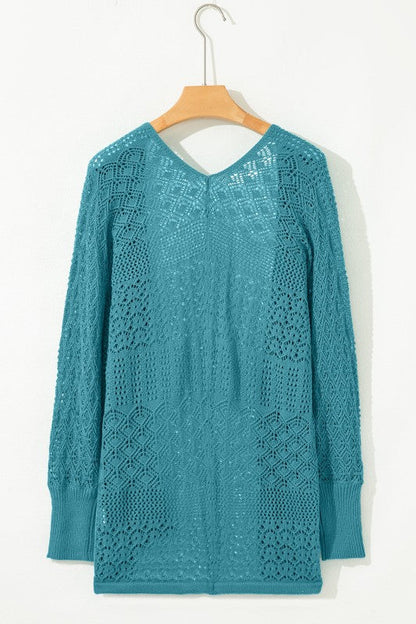 Solid Hollow Knit Open-Front Cardigan Shop Style & More | Fresh Looks, Everyday Deals & Free Shipping