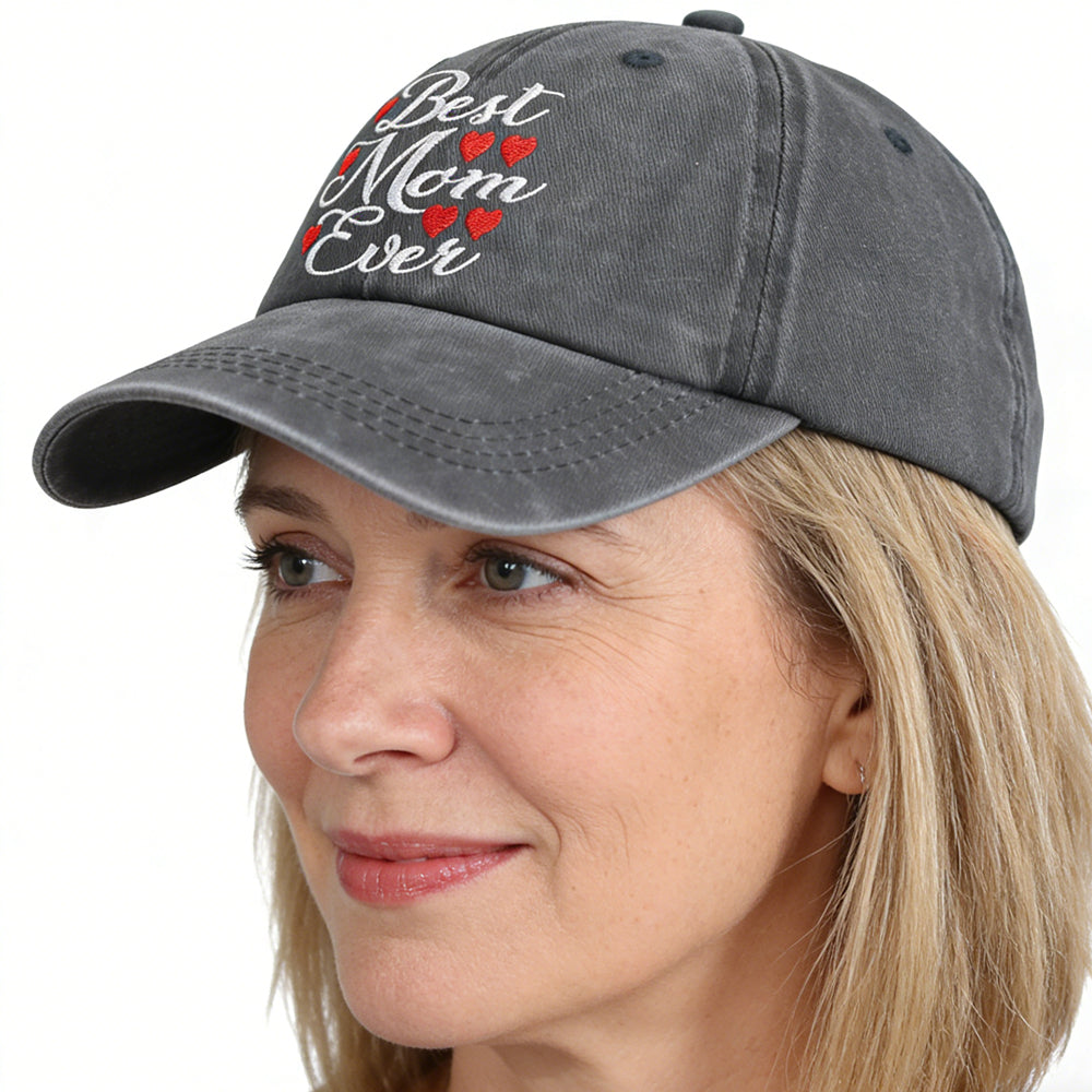 Best Mom Ever Adjustable Embroidered Wash Cotton Cap FitiqueFit