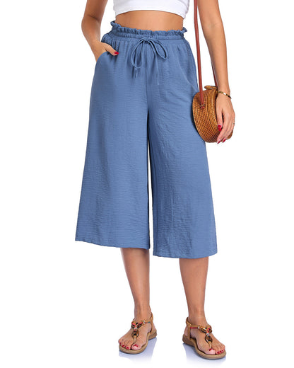 Women’s Elastic Cropped Wide-Leg Pants FitiqueFit