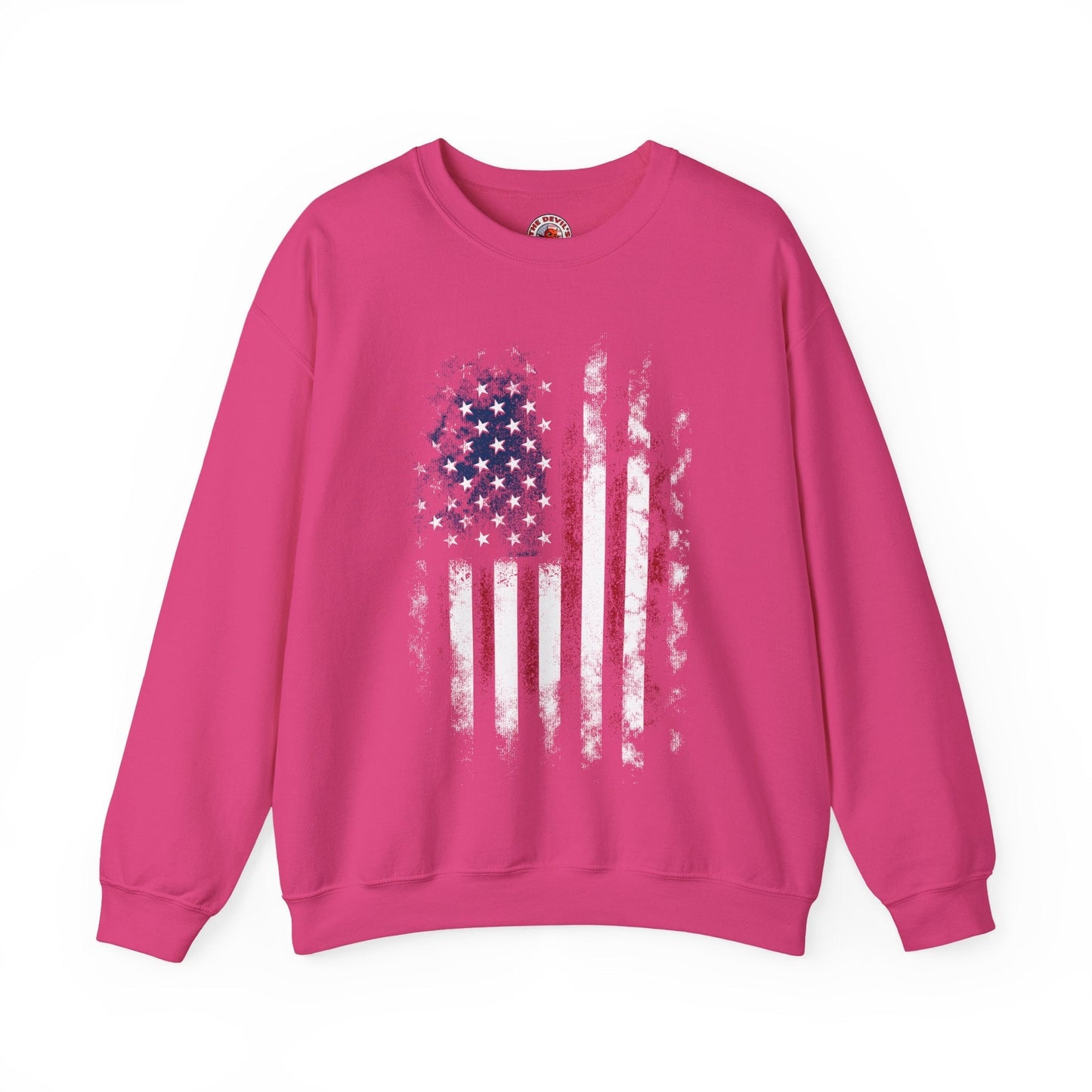 Distressed American Flag Crewneck Sweatshirt The Devil's Pickle