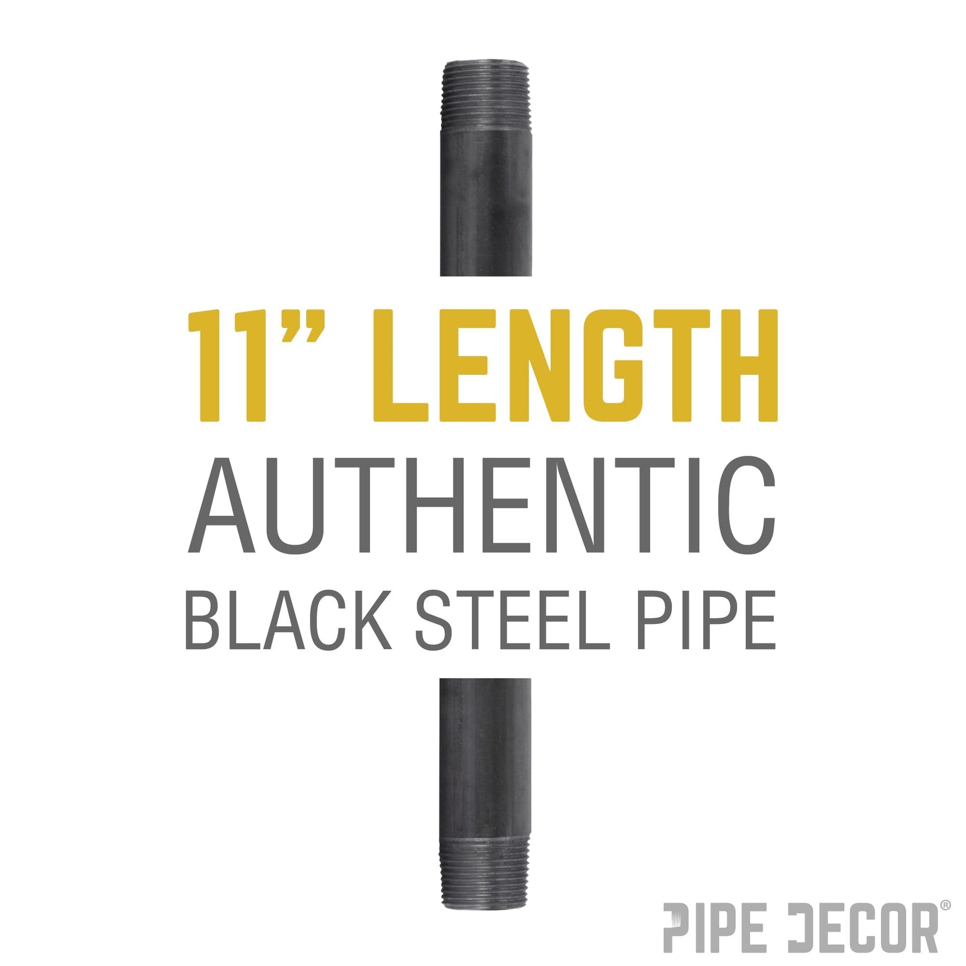 1 1/4 in. x 11 in. Black Pipe PIPE DECOR