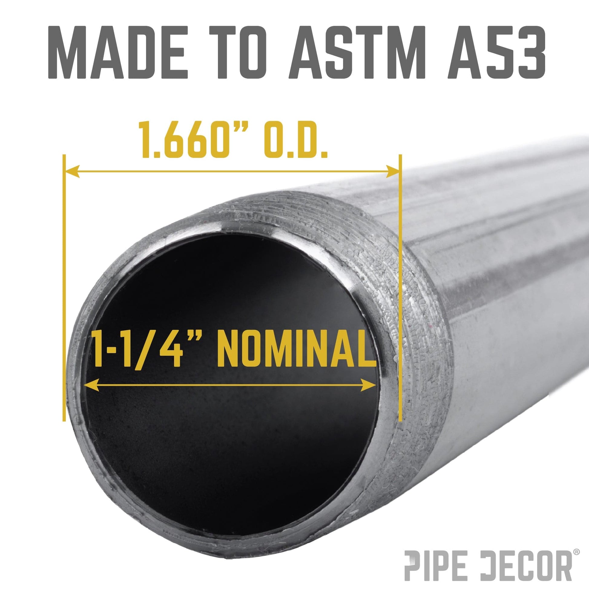 1 1/4 in. x 60 in. Black Pipe PIPE DECOR