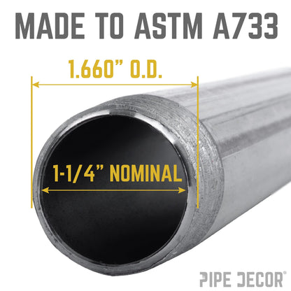 1 1/4 in. x 7 in. Black Pipe PIPE DECOR