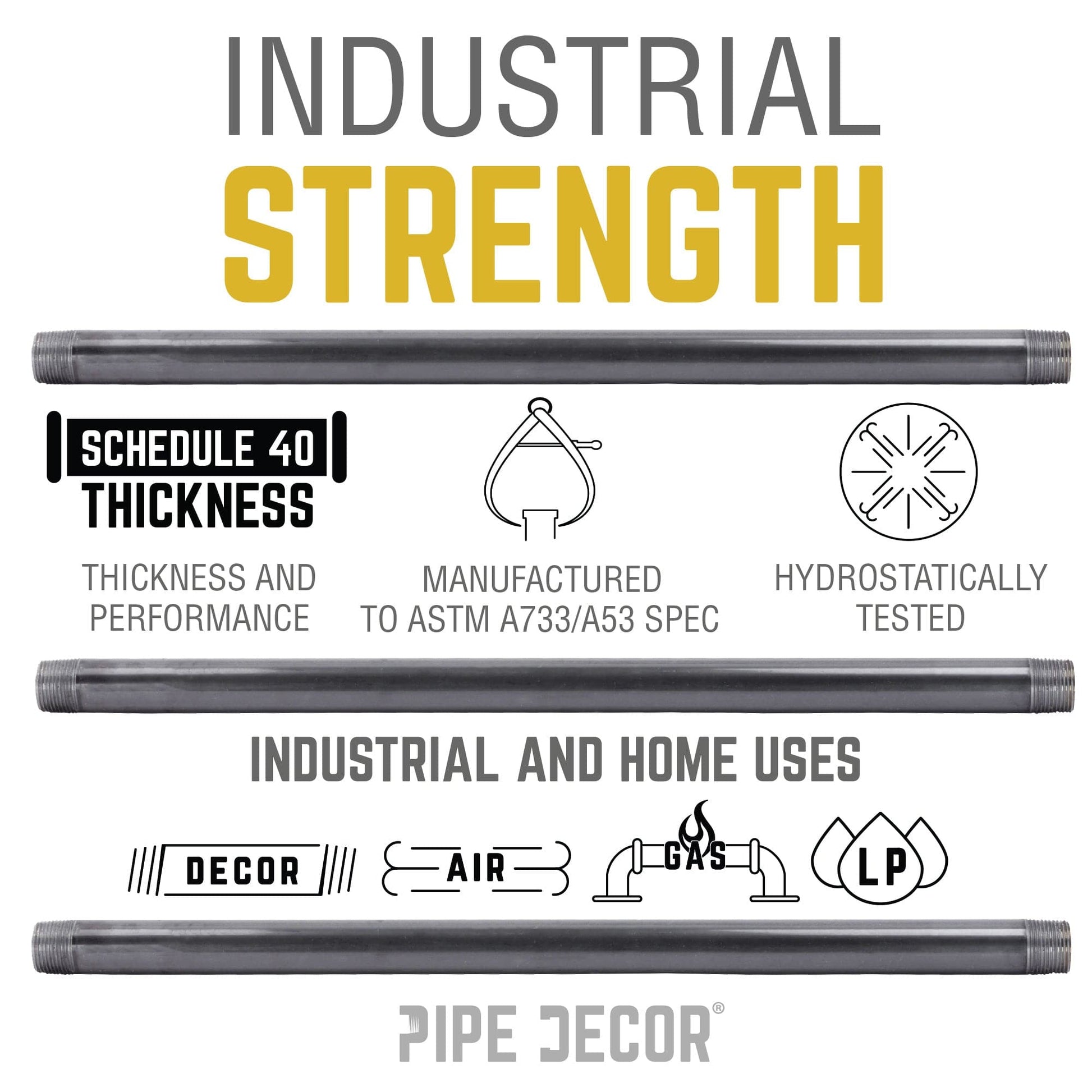 1/4 in. x 8  in. Black Pipe PIPE DECOR