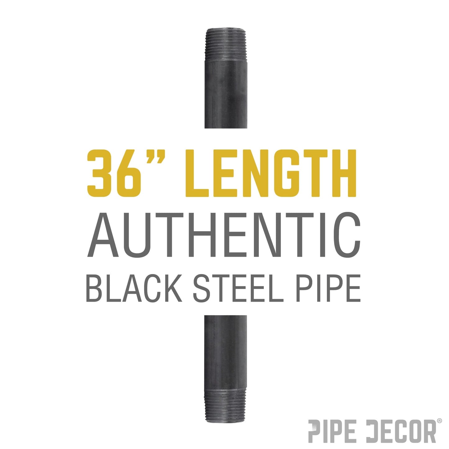 2 in. x 36 in. Black Pipe PIPE DECOR
